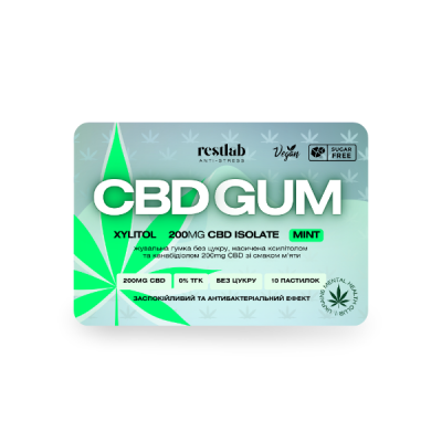 CBD Жувальна резинка GUM - М'ята 200мг (10шт)