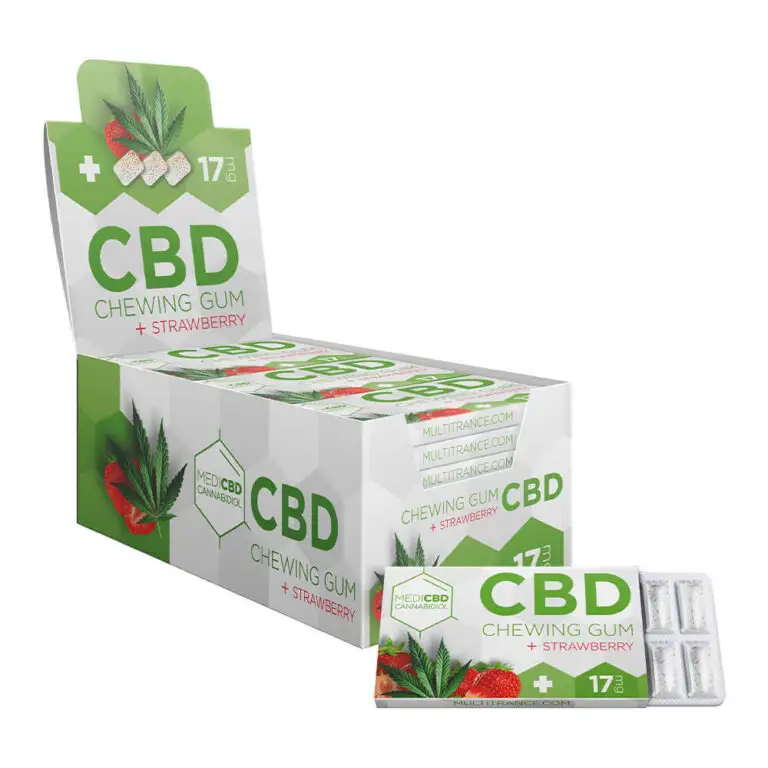 Купить CBD Жевательную резинку MediCBD Strawberry — 12шт, 17мг КБД