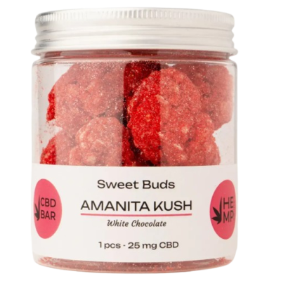 Цукерки CBD Amanita Kush у білому шоколаді (КБД 250мг, мухомор 5г) 10шт