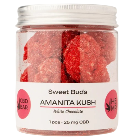 Цукерки CBD Amanita Kush у білому шоколаді (КБД 250мг, мухомор 5г) 10шт