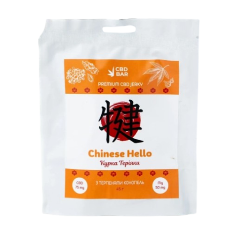 CBD Jerky Chinese Hello de poulet teriyaki (CBD 75 mg, magnésium 50 mg) 45 g