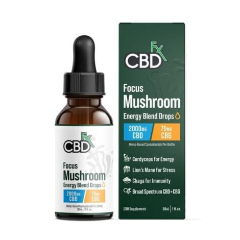 CBD + CBG Oil Mushroom Focus Energy Tincture 2000mg (30ml)