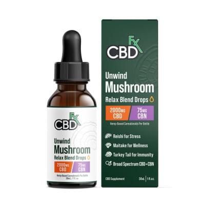 CBD + CBN Oil Mushroom Unwind Relax Tincture 2000mg (30ml)