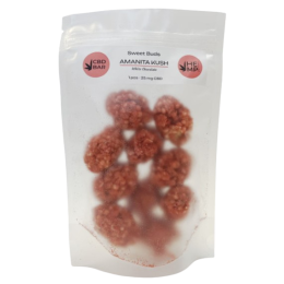 Cukierki CBD Buds Amanita Kush w białej czekoladzie (CBD 250 mg, muchomor czerwony 5 g) Opakowanie ZIP 10 szt.