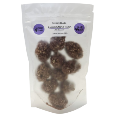Цукерки CBD Buds Lions Mane Kush (КБД 250мг, Їжовик Гребінчастий 5г) ZIP-Pack 10шт