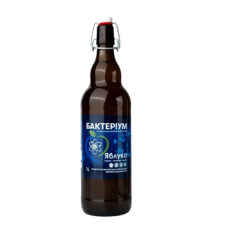 Bebida probiótica Bacterium con sabor a manzana 1l en vaso