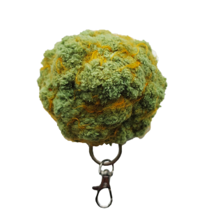 Porte-clés tricoté à la main « Cône de cannabis » – cadeau artistique sur le thème du cannabis