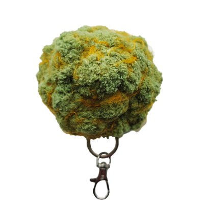 Porte-clés tricoté à la main « Cône de cannabis » – cadeau artistique sur le thème du cannabis